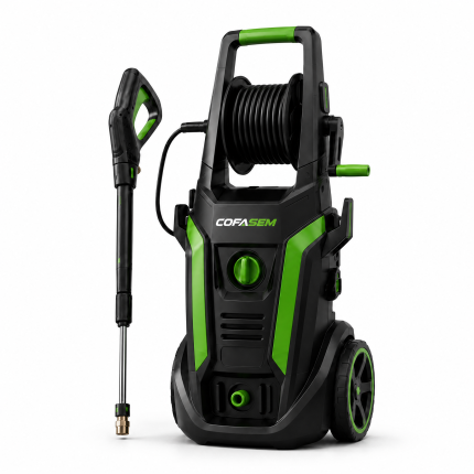 Cofasem AquaJet 2300 PSI Electric Pressure Washer with Hose Reel and Spray Gun