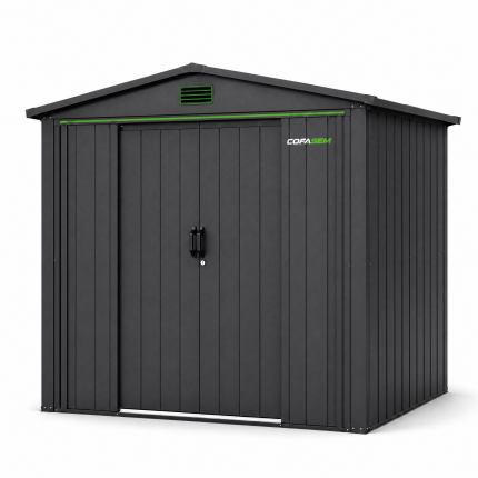 Cofasem StoreVault 10' x 12' Metal Outdoor Storage Shed with Lockable Double Doors and Ventilation