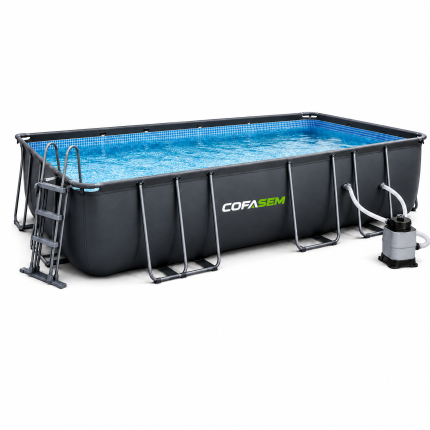 Cofasem AquaFrame 18' x 9' Above Ground Pool Set with Ladder and Filter Pump